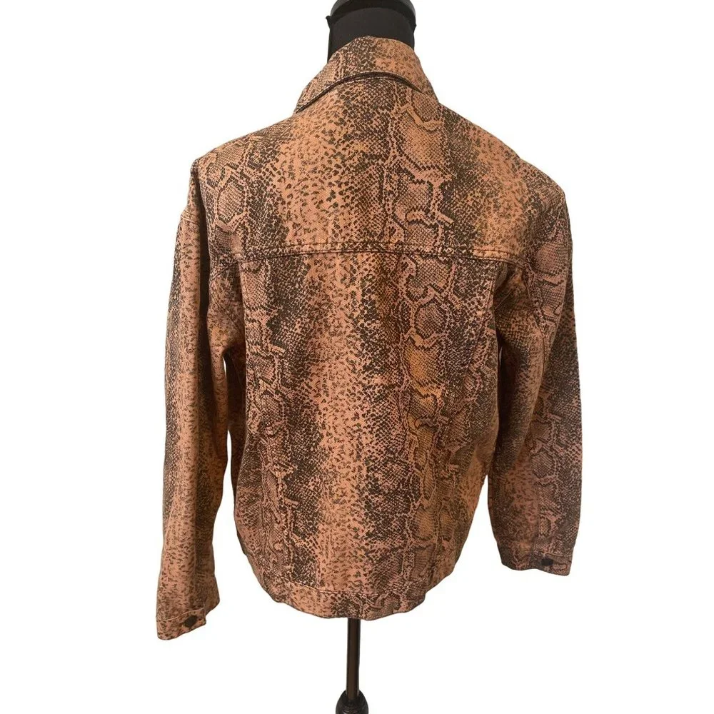Free People Brown Snake-Print Jean Jacket - Picture 4 of 7